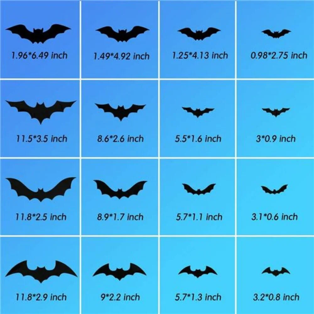 68Pcs Bat Wall Decor, Halloween Decorations 3D Bats Wall Decor Realistic PVC